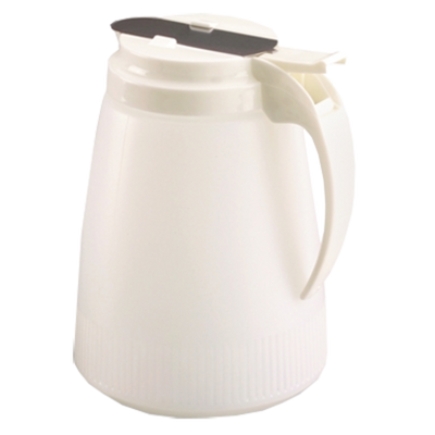 Vollrath 4748-06 48 Oz. Polyethylene Jar with Graduated Markings Black Plastic Top Dripcut Syrup Server (6 Each Per Case)