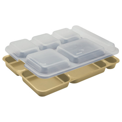 Cambro 10146DCW133 10" x 14" Beige Polycarbonate Rectangular Camwear Separator Tray - 24/Case