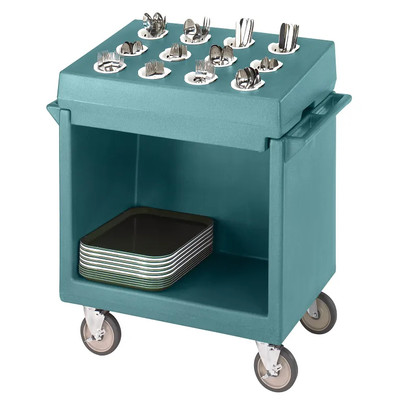 Cambro TDCR12401 38.13" W x 22.75" D x 41.25" H Slate Blue Polyethylene Open 12 Compartments Dish Cart & Cutlery Rack