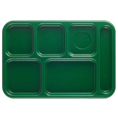 Cambro 10146CW119 10" x 14" Sherwood Green Polycarbonate Rectangular Camwear School Tray - 24/Case