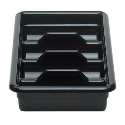 Cambro 1120CBR110 Black Hi-Impact Plastic 4 Compartments Cambox Cutlery Box - 12/Case