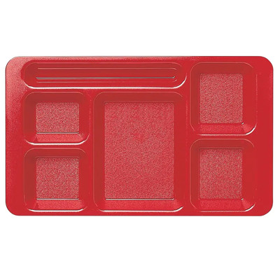Cambro 1596CW404 9" x 15" Red Polycarbonate Rectangular Camwear 2 " x 2 Compartment Tray - 24/Case