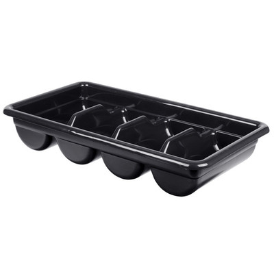 Cambro 1120CBP110 Black Hi-Gloss Plastic 4 Compartments Cambox Cutlery Box - 12/Case