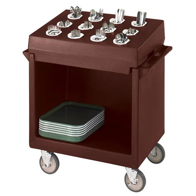 Cambro TDCR12131 38.13" W x 22.75" D x 41.25" H Dark Brown Polyethylene Open 12 Compartments Dish Cart & Cutlery Rack