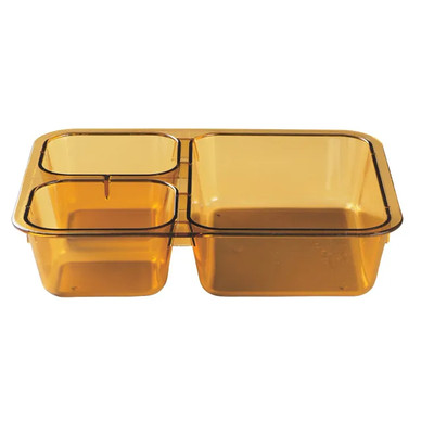 Cambro 853FC150 6" x 8" Amber Plastic Rectangular Tray-On-Tray Meal Delivery Tray - 24/Case