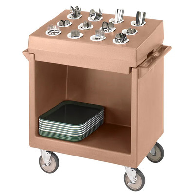 Cambro TDCR12157 38.13" W x 22.75" D x 41.25" H Coffee Beige Polyethylene Open 12 Compartments Dish Cart & Cutlery Rack