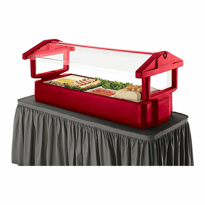 Cambro 5FBRTT158 63.5" W x 33.25" D x 27" H Hot Red Plastic Table Top Food Bar