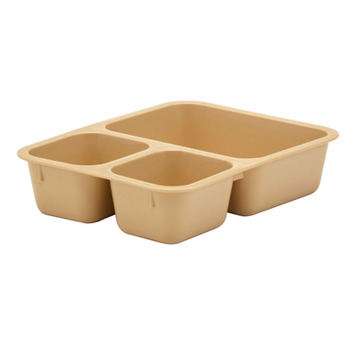Cambro 853FCP161 9" x 15" Tan Co-Polymer Rectangular Tray-On-Tray Meal Delivery Tray - 24/Case