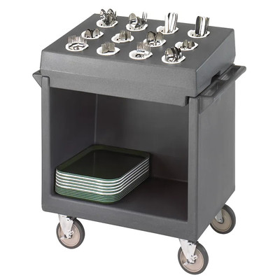 Cambro TDCR12191 38.13" W x 22.75" D x 41.25" H Granite Gray Polyethylene Open 12 Compartments Dish Cart & Cutlery Rack