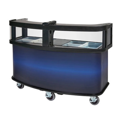 Cambro CVC75W10 75" W x 33.5" D x 53.13" H Blue Wrap Polyethylene Open Well Design Vending Cart