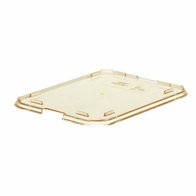 Cambro 853FHC150 8-13/16" L x 6-3/4" W x 1/4" D Amber Heat Resistant Plastic Lid - 24/Case