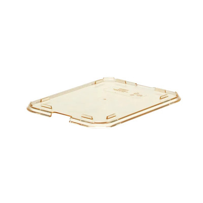 Cambro 853FHC150 8-13/16" L x 6-3/4" W x 1/4" D Amber Heat Resistant Plastic Lid - 24/Case