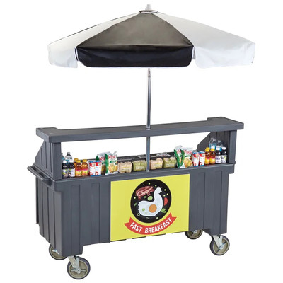 Cambro CVC724191 Granite Gray 4 Counter Top Wells 3 Compartments Camcruiser Vending Cart