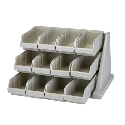 Cambro 12RS12480 12 Bins Speckled Gray Polyethylene Wall Mounted Versa Organizer Rack