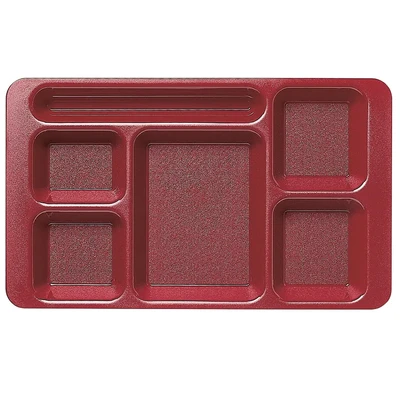 Cambro 1596CW416 9" x 15" Cranberry Polycarbonate Rectangular Camwear 2 " x 2 Compartment Tray - 24/Case