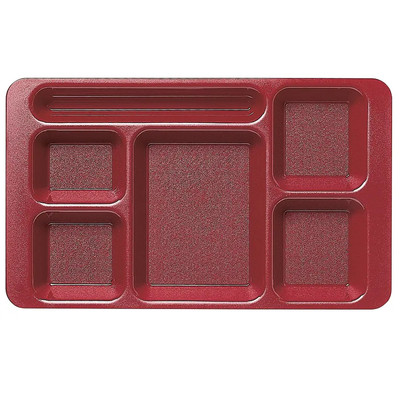 Cambro 1596CW416 9" x 15" Cranberry Polycarbonate Rectangular Camwear 2 " x 2 Compartment Tray - 24/Case
