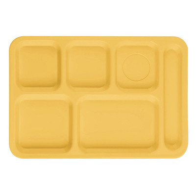 Cambro PS1014145 10" x 14" Yellow ABS Rectangular Penny-Saver School Tray - 24/Case