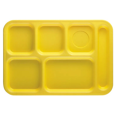 Cambro PS1014145 10" x 14" Yellow ABS Rectangular Penny-Saver School Tray - 24/Case