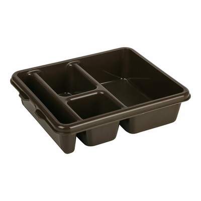 Cambro 9114CP167 9&quot; x 11&quot; Brown Co-Polymer Rectangular Meal Delivery Tray - 24/Case