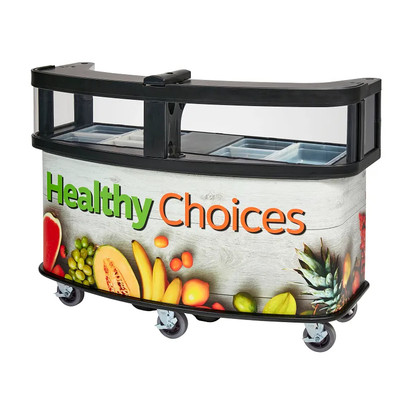 Cambro CVC75W14 75" W x 33.5" D x 53.13" H "Healthy Choices" Wrap Polyethylene Open Well Design Vending Cart
