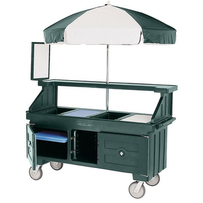 Cambro CVC72519 Kentucky Green 3 Counter Top Wells 3 Compartments Camcruiser Vending Cart