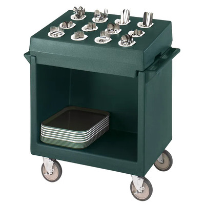 Cambro TDCR12192 38.13" W x 22.75" D x 41.25" H Granite Green Polyethylene Open 12 Compartments Dish Cart & Cutlery Rack