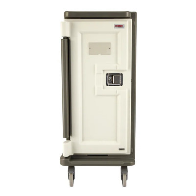 Cambro MDC1418T16194 28" W x 36.5" D x 58.13" H Tall Profile (1) Door 2-Compartments Molded-In Handles 6" Stainless Steel casters Granite Sand with Cream Color Door Meal Delivery Cart