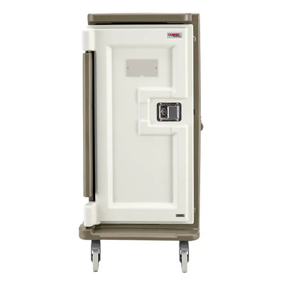 Cambro MDC1520T16194 30.63" W x 39.13" D x 58.13" H Tall Profile (1) Door 2-Compartments Molded-In Handles 6" Stainless Steel Casters Granite Sand with Cream Color Door Meal Delivery Cart
