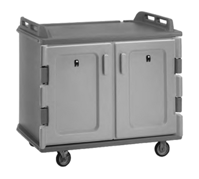 Cambro MDC1418S20615 48.5" W x 32.5" D x 43.5" H Low Profile Double Compartment with Self-Draining Bottom Nylon Friction Latches Molded Handles on Both Ends Thick Foam Polyurethane Charcoal Gray Meal Delivery Cart
