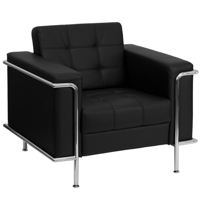 Flash Furniture ZB-LESLEY-8090-CHAIR-BK-GG Black LeatherSoft Upholstery Button Tufted Seat and Back Hercules Lesley Series Chair