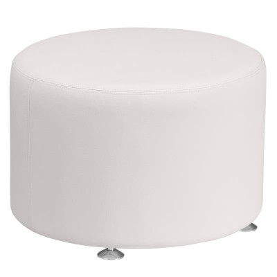 Flash Furniture ZB-803-RD-24-WH-GG 24" W x 16.5" H White Leathersoft Taut Stainless Steel Feet Hercules Alon Series Ottoman