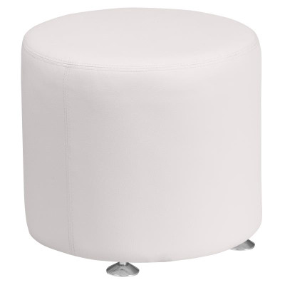 Flash Furniture ZB-803-RD-18-WH-GG 18" W x 16.5" H White Leathersoft Taut Stainless Steel Feet Hercules Alon Series Ottoman