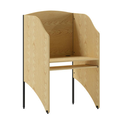 Flash Furniture MT-M6201-OAK-GG Fused Oak Laminate Surface With Black Steel Frame Starter Study Carrel