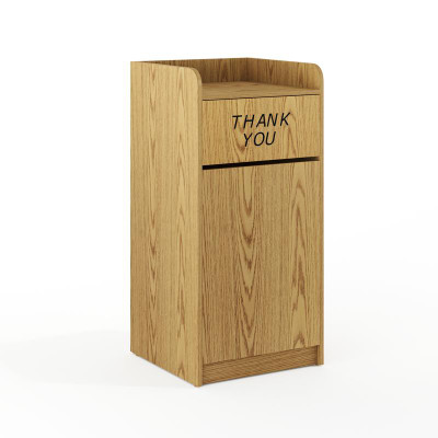 Flash Furniture MT-M8520-TRA-OAK-GG 36 Gal. Oak Melamine Finish Square Tray Top Trash Receptacle