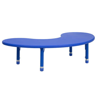 Flash Furniture YU-YCX-004-2-MOON-TBL-BLUE-GG Blue Half Moon Plastic Top Safety Rounded Corners Preschool Activity Table