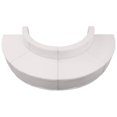 Flash Furniture ZB-803-520-SET-WH-GG White LeatherSoft with Brushed Stainless Steel Base Modular Hercules Alon Series Reception Configuration