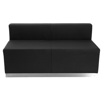 Flash Furniture ZB-803-LS-BK-GG Black LeatherSoft Upholstery With Brushed Stainless Steel Base Modular Hercules Alon Series Loveseat