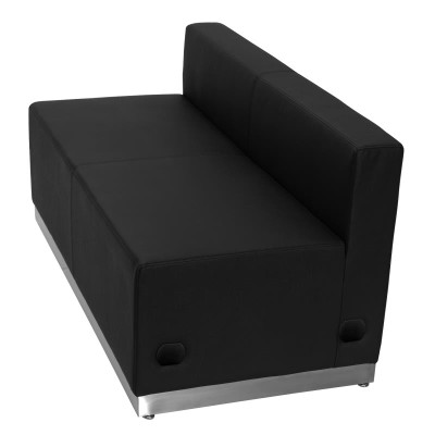 Flash Furniture ZB-803-LS-BK-GG Black LeatherSoft Upholstery With Brushed Stainless Steel Base Modular Hercules Alon Series Loveseat