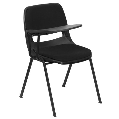 Flash Furniture RUT-EO1-01-PAD-RTAB-GG Black Flip-Up Right Handed Plastic Tablet Arm Upholstered Seat and Back Hercules Series Ergonomic Shell Chair