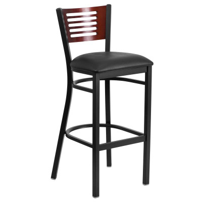 Flash Furniture XU-DG-6H1B-MAH-BAR-BLKV-GG Black Vinyl Seat Steel Black Powder Coated Frame Hercules Series Restaurant Bar Stool