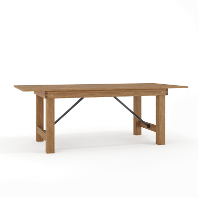 Flash Furniture XA-F-84X40-GG 84" W x 40" D Solid Pine Antique Rustic Plank Top Construction with Square Locking Legs Hercules Series Farm Table