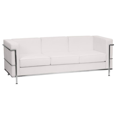 Flash Furniture ZB-REGAL-810-3-SOFA-WH-GG White LeatherSoft With Integrated Stainless Steel Legs Hercules Regal Series Sofa