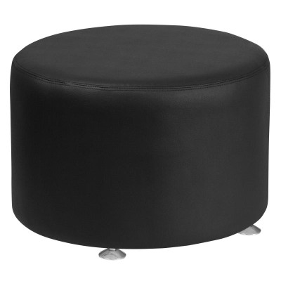 Flash Furniture ZB-803-RD-24-BK-GG 24" W x 16.5" H Black Leathersoft Taut Stainless Steel Feet Hercules Alon Series Ottoman