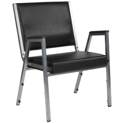 Flash Furniture XU-DG-60443-670-1-BK-VY-GG Black Vinyl Upholstered Hercules Series Bariatric Stacking Chair