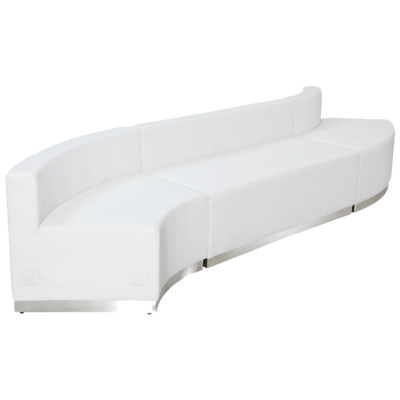 Flash Furniture ZB-803-850-SET-WH-GG White LeatherSoft Upholstery With Brushed Stainless Steel Base Modular Hercules Alon Series Reception Configuration