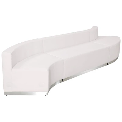 Flash Furniture ZB-803-850-SET-WH-GG White LeatherSoft Upholstery With Brushed Stainless Steel Base Modular Hercules Alon Series Reception Configuration