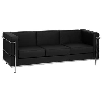 Flash Furniture ZB-REGAL-810-3-SOFA-BK-GG Black LeatherSoft With Integrated Stainless Steel Legs Hercules Regal Series Sofa