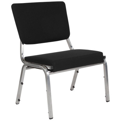 Flash Furniture XU-DG-60442-660-2-BK-GG Black 1500 Lb. Weight Capacity Silver Vein Frame Finish Hercules Series Bariatric Stacking Chair