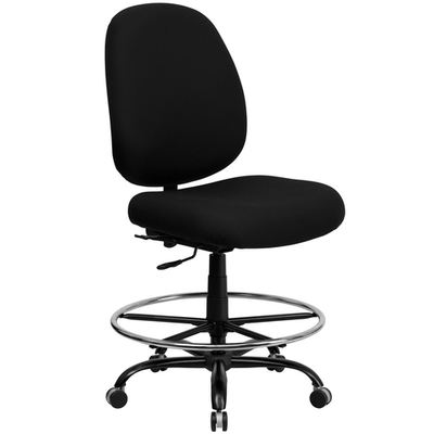 Flash Furniture WL-715MG-BK-D-GG Black Fabric Seat without Arms Hercules Series Big & Tall Drafting Stool