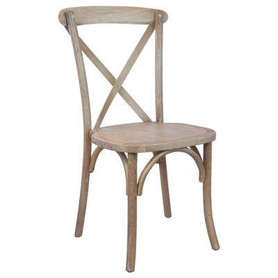 Flash Furniture X-BACK-DRIFT Driftwood Elmwood Bent X Back Side Chair